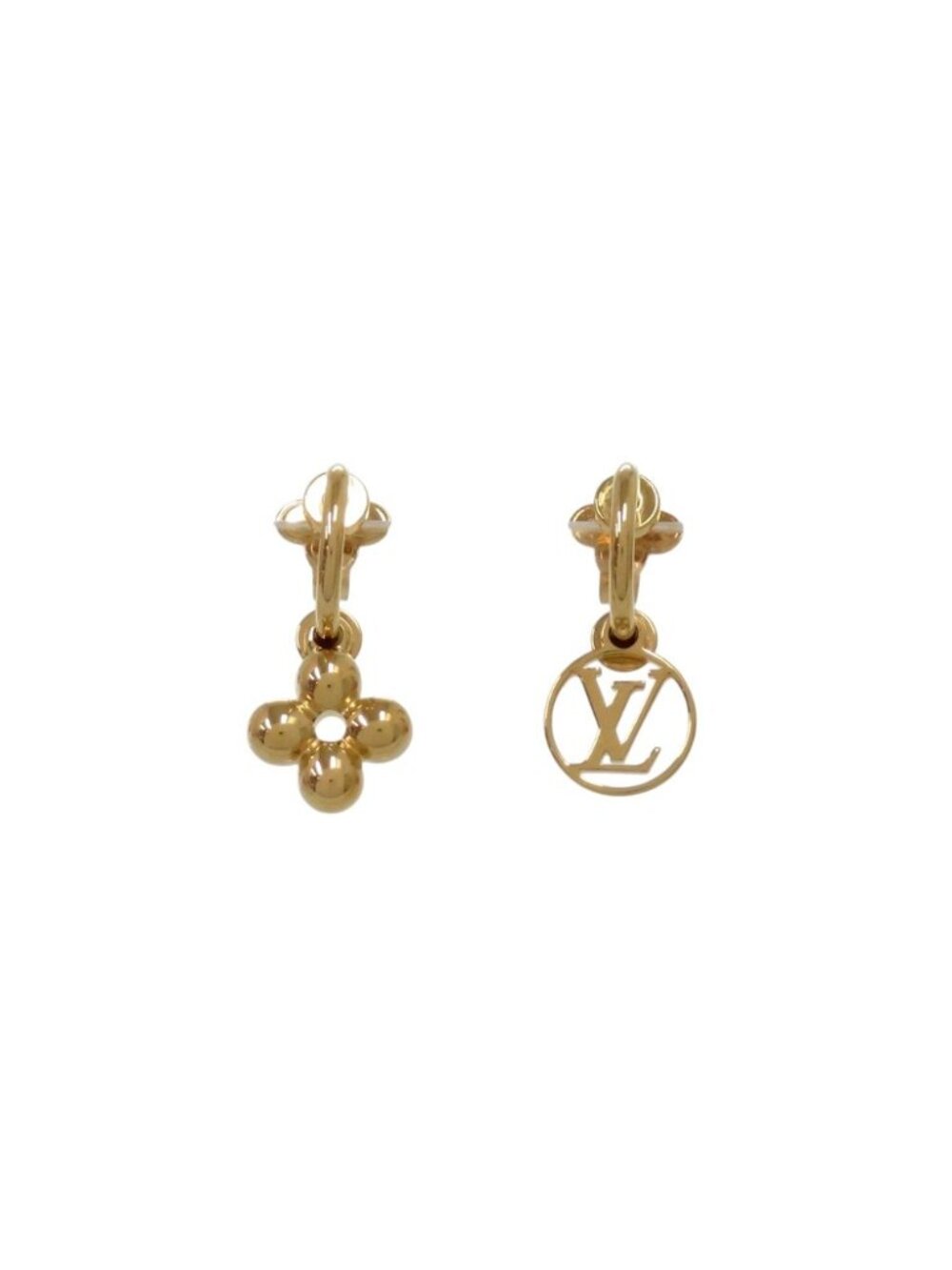 Louis Vuitton Blue Earrings Metal Gold